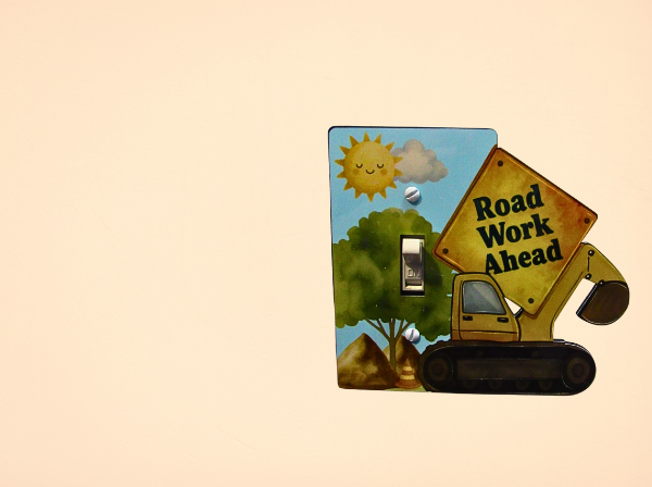MDF- Construction Zone Shaped Sublimated  Light Switch Plate Cover