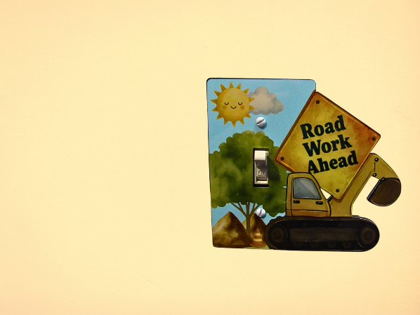 MDF- Construction Zone Shaped Sublimated  Light Switch Plate Cover