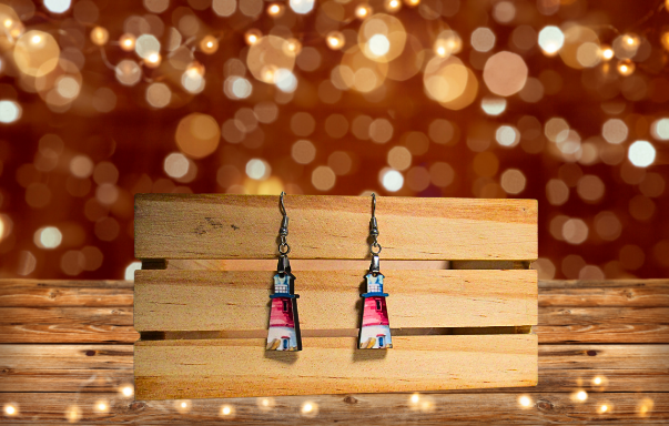 MDF-Lighthouse Shaped Sublimated Earrings 1 Inch.