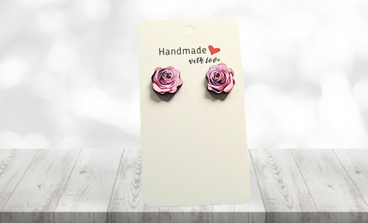 MDF-Rose Shaped Sublimated Stud Earrings