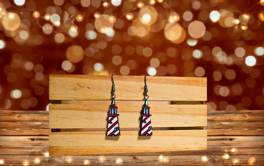 MDF-Lighthouse Shaped Sublimated Earrings  1 Inch.