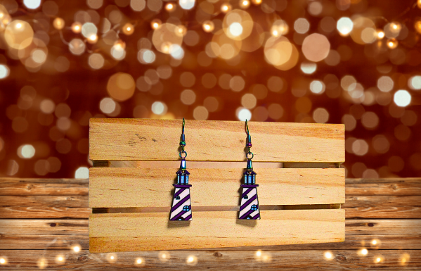 MDF-Lighthouse Shaped Sublimated Earrings  1 Inch.
