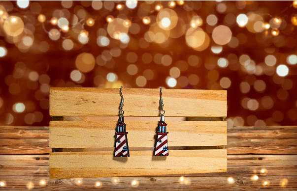 MDF-Lighthouse Shaped Sublimated Earrings  1 Inch.