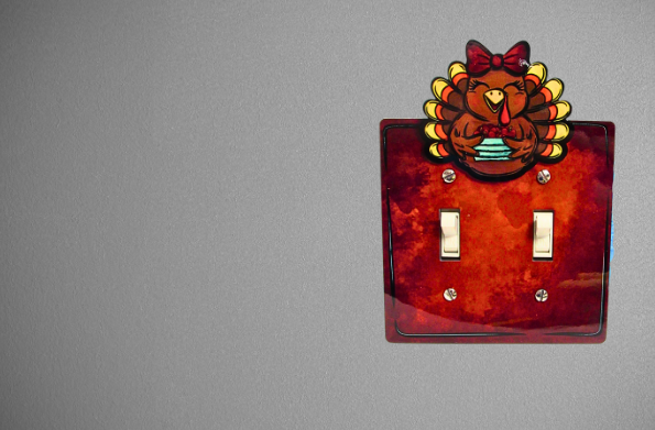 Turkey with Bow Shaped Sublimated Double Light Switch Plate