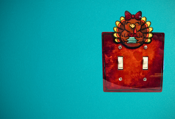 Turkey with Bow Shaped Sublimated Double Light Switch Plate