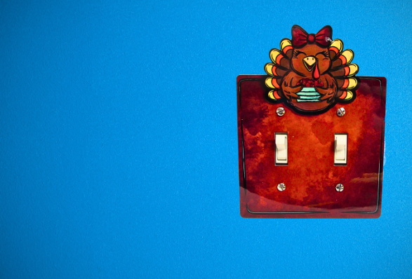 Turkey with Bow Shaped Sublimated Double Light Switch Plate