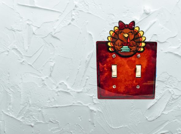 Turkey with Bow Shaped Sublimated Double Light Switch Plate