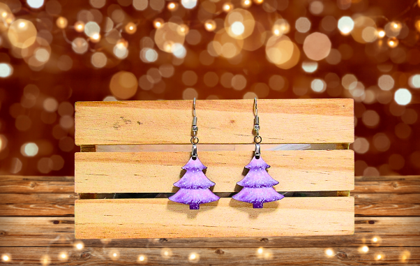 MDF-Christmas Tree Shaped Sublimated Earrings 1 inch