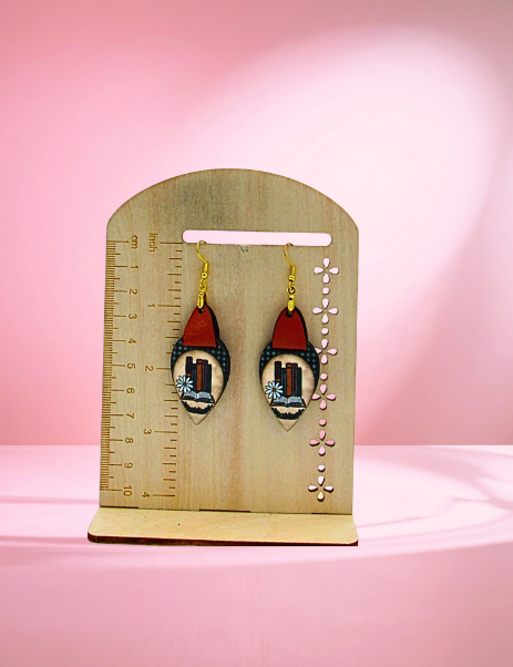 MDF and Faux Leather- Teardrop Shaped Sublimated Earrings 1.5 inch