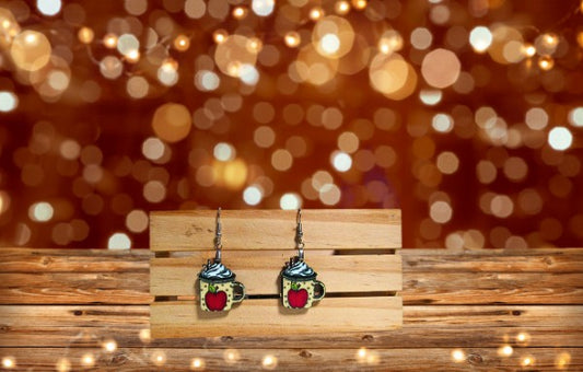 Latte Mug Shaped Sublimated Earrings 1 inch MDF
