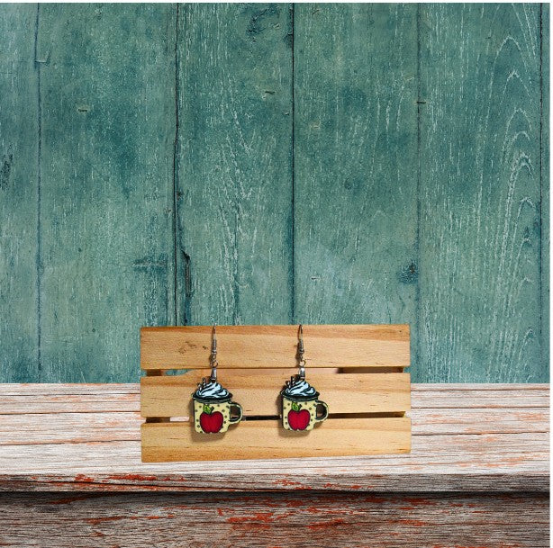 Latte Mug Shaped Sublimated Earrings 1 inch MDF