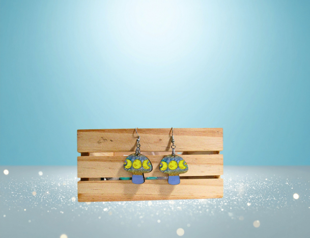 MDF-Mushroom Shaped Sublimated Earrings 1 inch