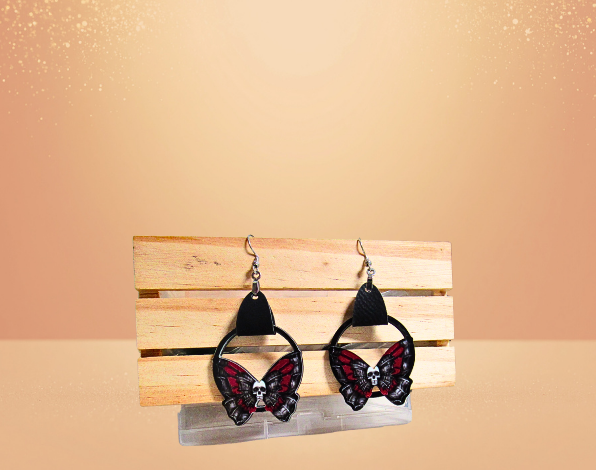 MDF-Round Butterfly Shaped Sublimated Earrings 1.5 inch