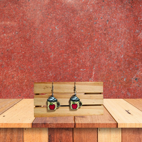 Latte Mug Shaped Sublimated Earrings 1 inch MDF