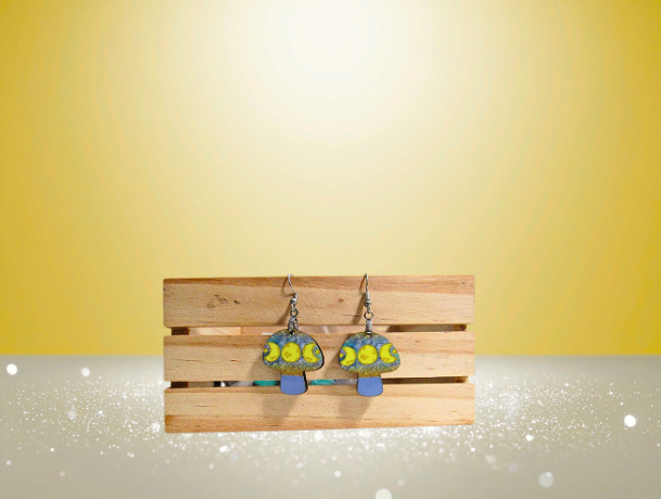 MDF-Mushroom Shaped Sublimated Earrings 1 inch
