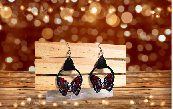 MDF-Round Butterfly Shaped Sublimated Earrings 1.5 inch