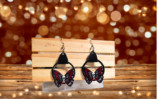 MDF-Round Butterfly Shaped Sublimated Earrings 1.5 inch