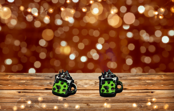 MDF-Latte Mug Shaped Sublimated Stud Earrings