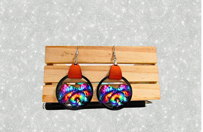 MDF- Round Mushroom Trio Sublimated Earrings 1.5 inch