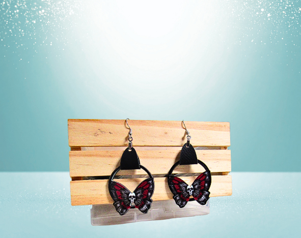 MDF-Round Butterfly Shaped Sublimated Earrings 1.5 inch