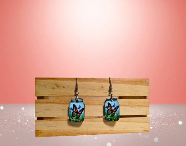 MDF-Mason Jar Shaped Sublimated Earrings 1 inch