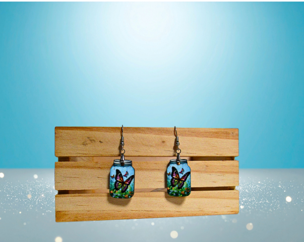 MDF-Mason Jar Shaped Sublimated Earrings 1 inch