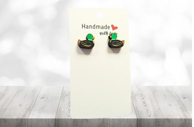MDF-Rubber Duck Shaped Sublimated Stud Earrings