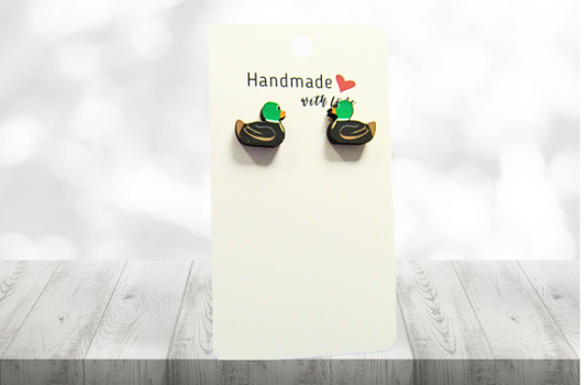 MDF-Rubber Duck Shaped Sublimated Stud Earrings
