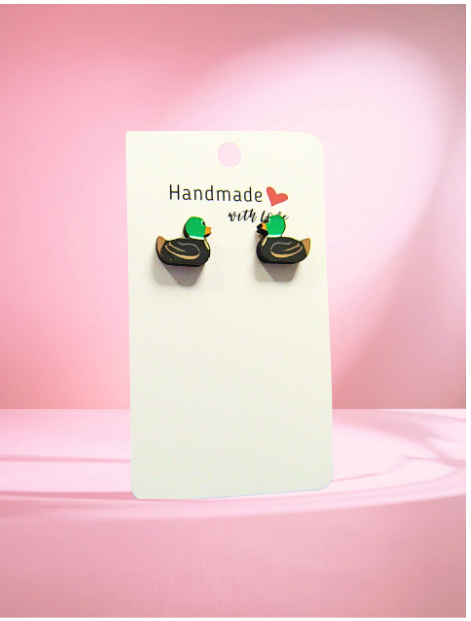 MDF-Rubber Duck Shaped Sublimated Stud Earrings