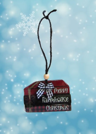 Stacked Book Shaped Sublimated Ornament