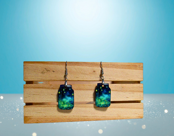 MDF-Mason Jar Shaped Sublimated Earrings 1 inch