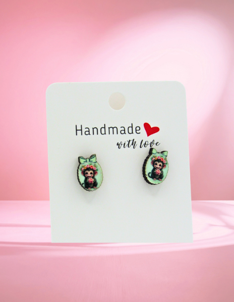 MDF- Scalloped Frame with Bow Shaped Sublimated Stud Earrings