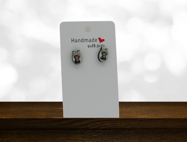 MDF- Scalloped Frame with Bow Shaped Sublimated Stud Earrings