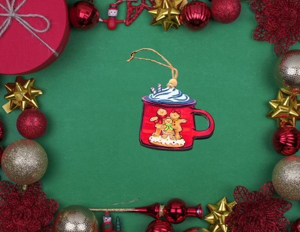 MDF - 3 INCHES - Coffee Mug Shaped Sublimated Ornament