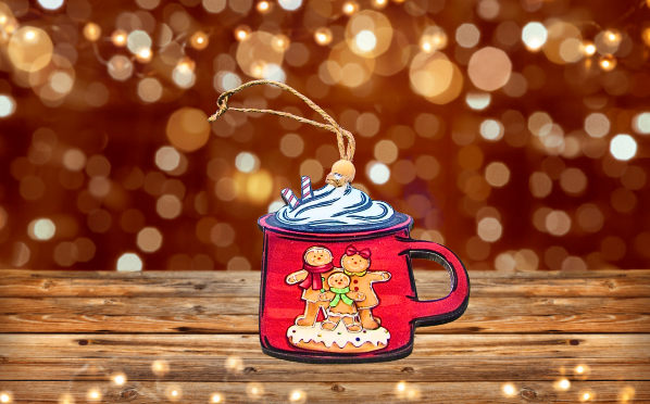 MDF - 3 INCHES - Coffee Mug Shaped Sublimated Ornament