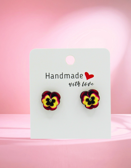 MDF- Pansy Shaped Sublimated Stud Earrings