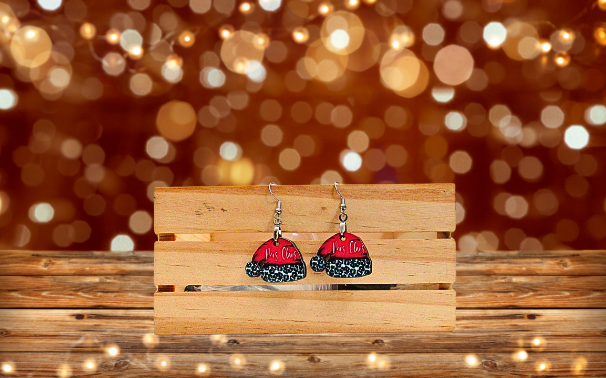 MDF- Santa Hat Shaped Sublimated Earrings 1 inch