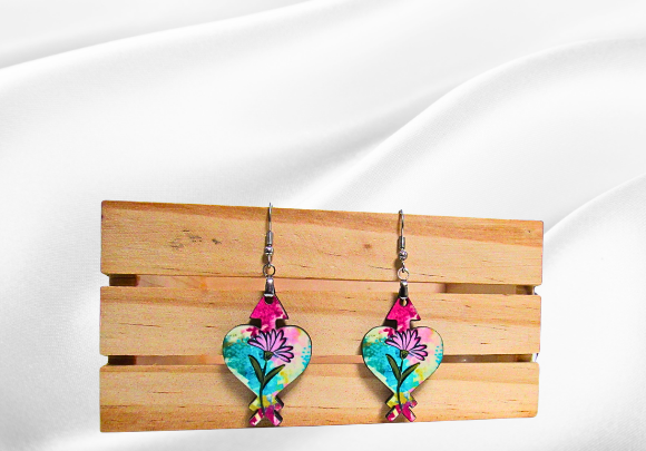 MDF-Heart Arrow Shaped Sublimated Earrings 1.5 inch