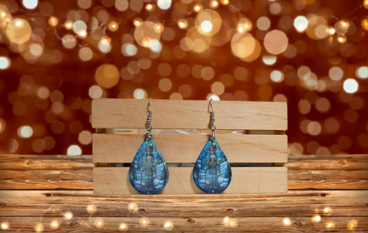 Acrylic Teardrop Shaped Sublimated Earrings 1.5 inch