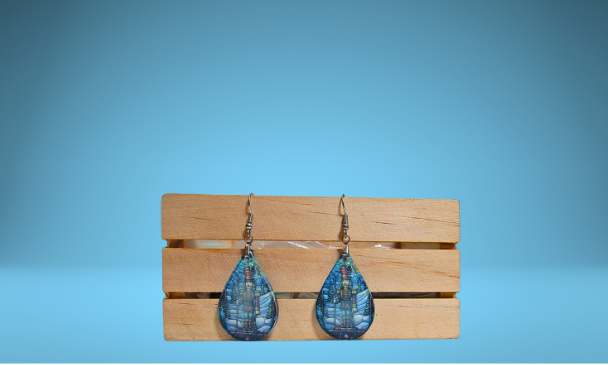 Acrylic Teardrop Shaped Sublimated Earrings 1.5 inch