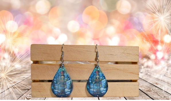 Acrylic Teardrop Shaped Sublimated Earrings 1.5 inch