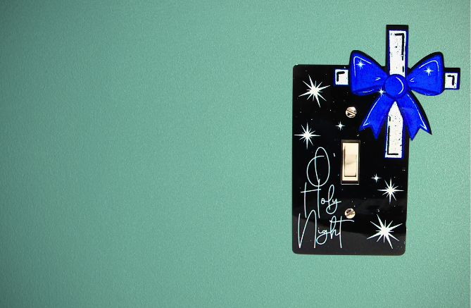 Cross with Bow Shaped Sublimated Light Switch Cover