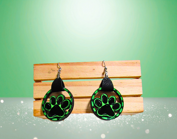 MDF-Round  Paw Shaped Sublimated Earrings 1.5 inch