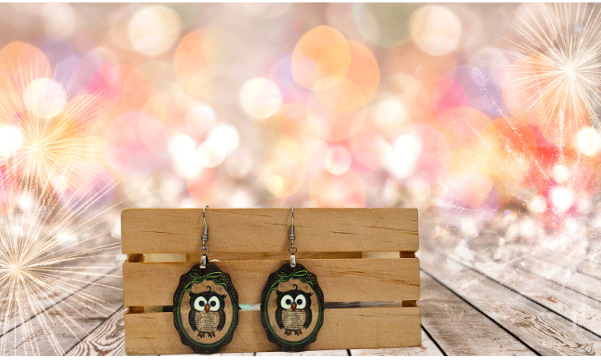 Oval Frame Shaped Sublimated MDF Earrings 1.5 Inch