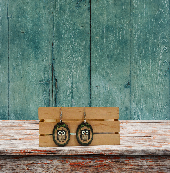 Oval Frame Shaped Sublimated MDF Earrings 1.5 Inch