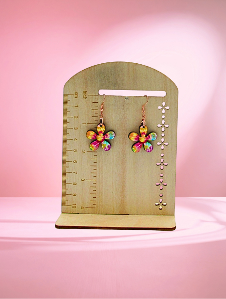 MDF- Hippie Flower Shaped Sublimated Earrings 1 inch