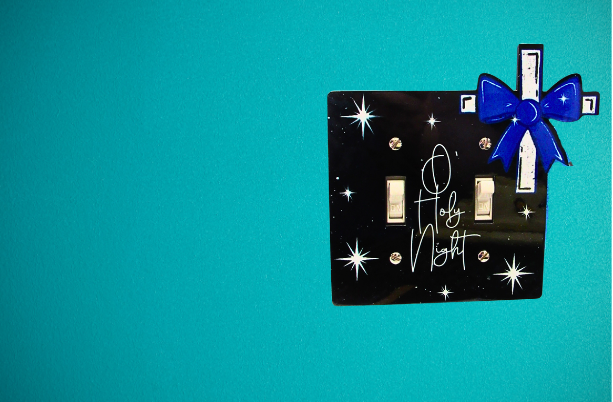 Cross with Bow Shaped Sublimated Double Light Switch Cover