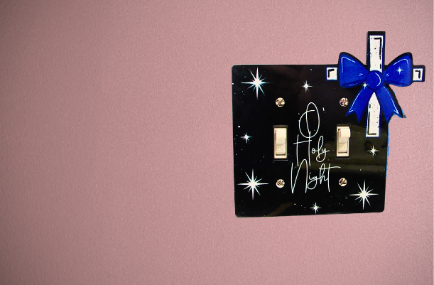 Cross with Bow Shaped Sublimated Double Light Switch Cover