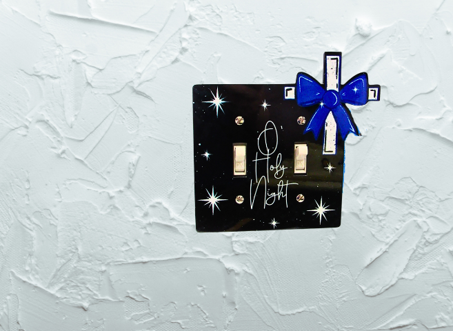 Cross with Bow Shaped Sublimated Double Light Switch Cover