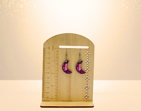 MDF-Moon Shaped Sublimated Earrings 1 inch